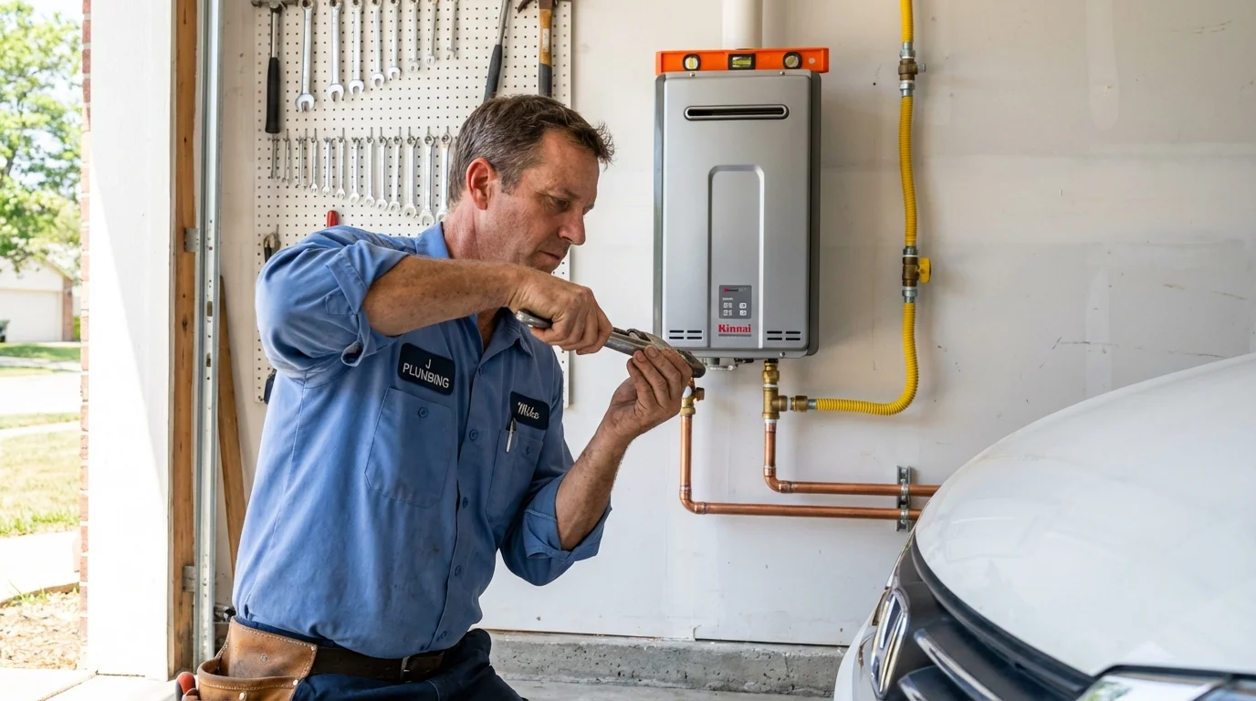 Tankless water heater installation by a Johns Plumbing LLC plumber in Hopkins